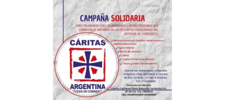 Cáritas Corrientes enfrenta la emergencia por los incendios
